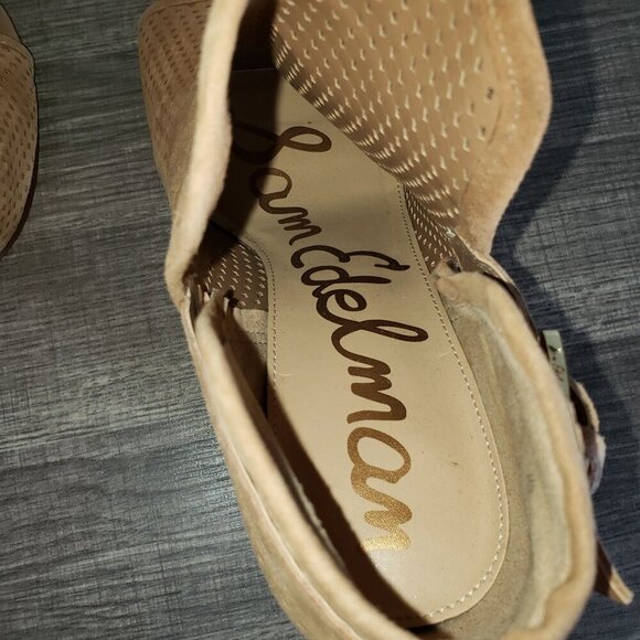 Sam Edelman Easton Perforated Suede Peep Toe Ankle Booties Brown Size Women's 11 - Picture 6 of 12